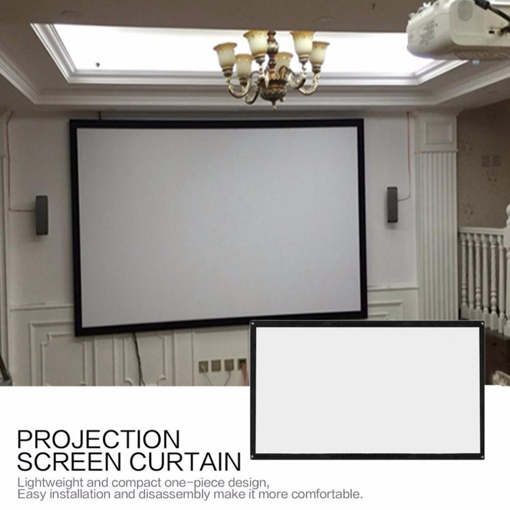 16:9 Portable Foldable Projector Screen Wall Mounted Home Cinema Theater 3D HD Projection Screen Canvas
