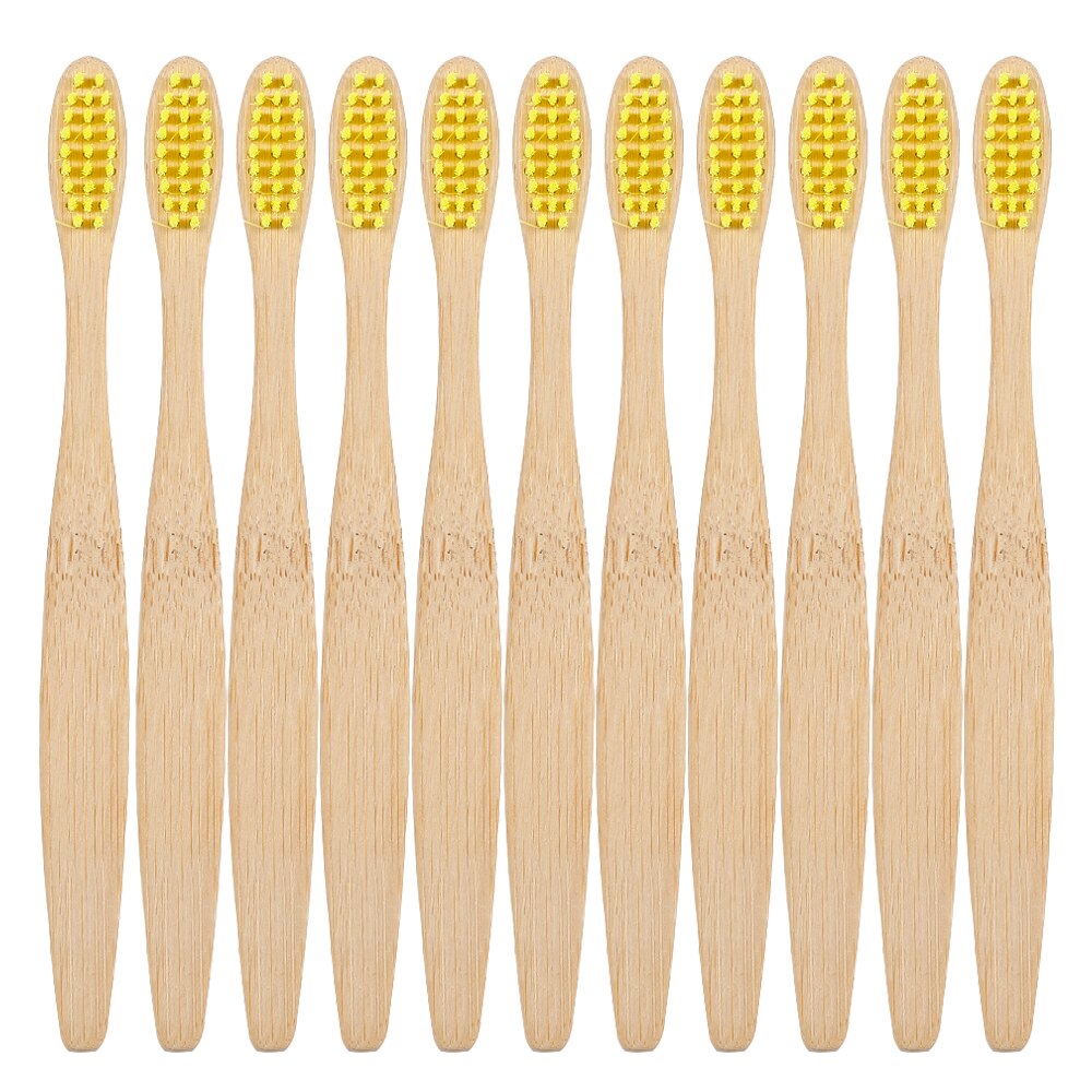 10Pc Kids Zachte Haren Bamboe Tandenborstel Eco Vriendelijke Childrens Tandenborstels Biologisch Afbreekbaar Plastic-Gratis Mondverzorging Tandenborstel: yellow