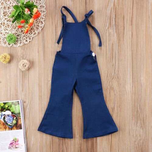 Nuovo Arriavl Jeans Boot Cut Tuta Bambini Del Denim Delle Ragazze Salopette Cinghia Senza Maniche Pagliaccetto Tuta Playsuit Abbigliamento 1-6Y