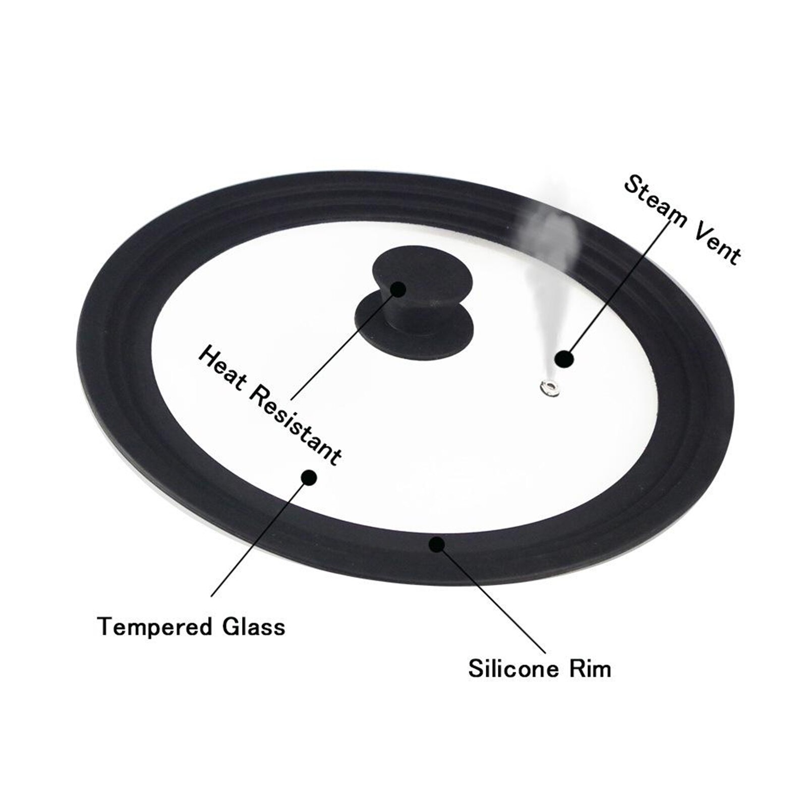Universal- Silikon Glas Deckel Abdeckung Wärme-Beständig mit Dampf See für Kochen Topf Pfanne Topf Runde