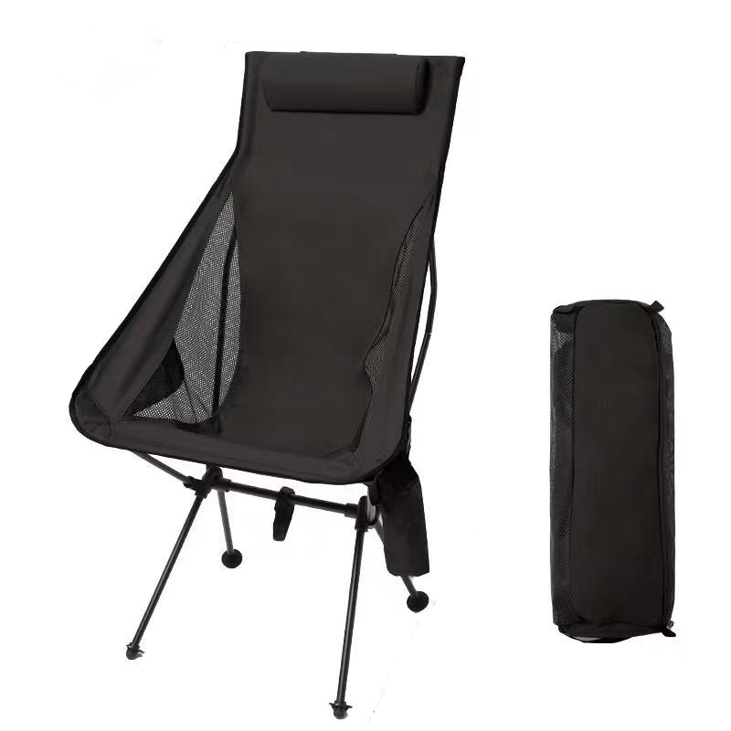 Westtune Tragbarer, zusammenklappbarer Campingstuhl mit Kopfstütze, leichte Touristenstühle, Angelstuhl aus Aluminiumlegierung, Gartenmöbel: Braun