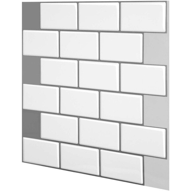 Mozaïek Behang Sticker Zelfklevende 3D Tegel Baksteen Badkamer Decor Peel Stick Tegel Voor Keuken Backsplash 30.5Cm/12in: Light Grey