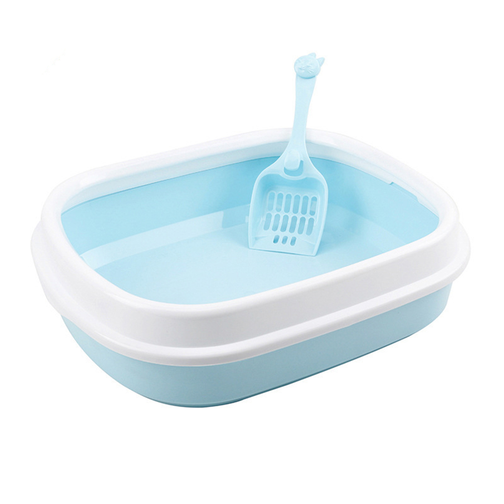 Arenero de plástico para mascotas, caja de arena antisalpicaduras para interior de gato, con cuchara de entrenamiento, almohadilla para PiS de gatito, bandeja de limpieza, suministros de residuos para cachorros