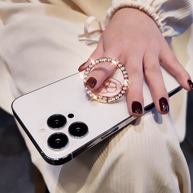 Diamantring mobiltelefon holder metal ring mobiltelefon holder velegnet til iphone huawei samsung universal stander