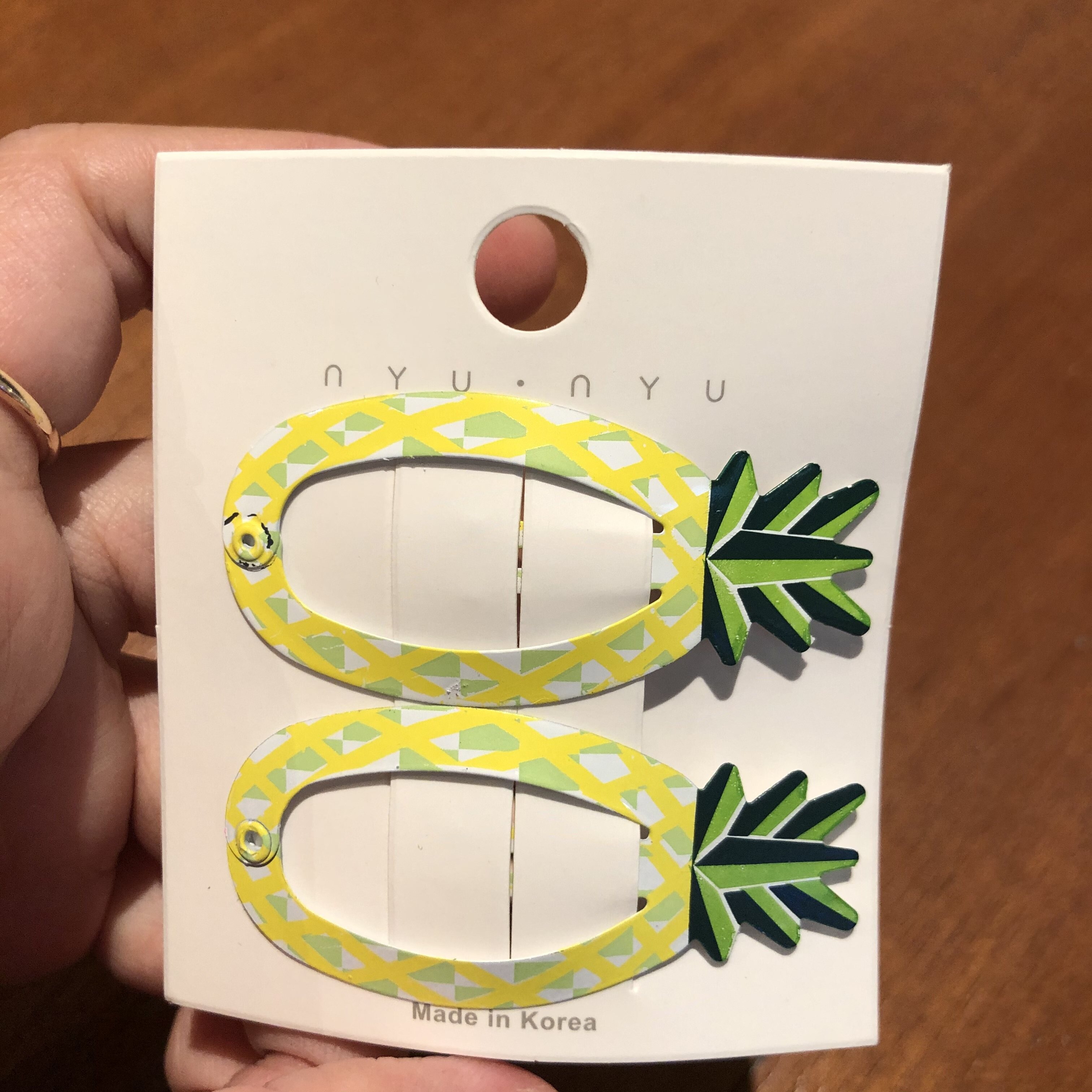 2 Teile/satz Obst Lebensmittel Kopf Tragen Metall Haar Stifte Erdbeere Wassermelone Pilz Ananas Haar Clips Mädchen BB Haar Zubehör: Gold