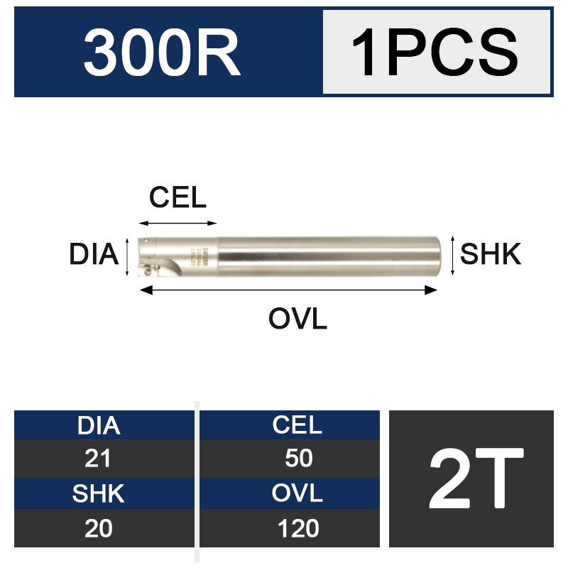 UCHEER 1pcs milling cutter arbor 300R end mill R0.8 alloy blade CNC machine tools open thick right Angle: C20-21-120-2T