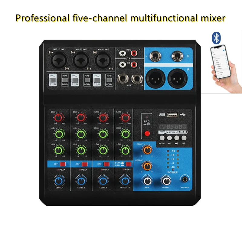 5 - Way Computer Recording Free Drive Sound Card Mixing Console Mixer Audio Pro Audio Equipment Interface Processor