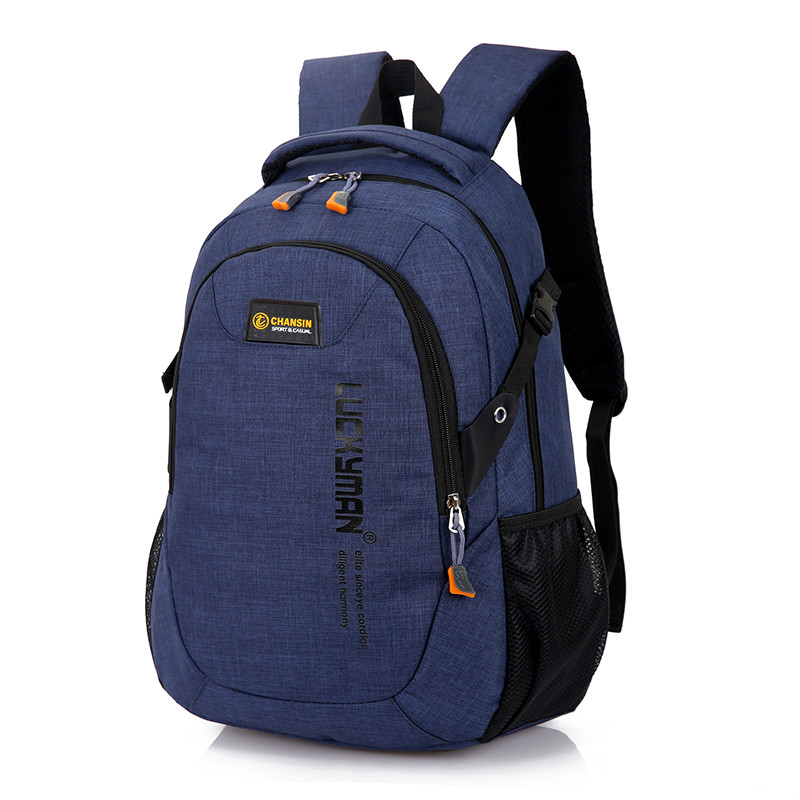 Nova moda masculina mochila saco de poliéster computador portátil mochila sacos estudantes da faculdade do ensino médio saco masculino: navy
