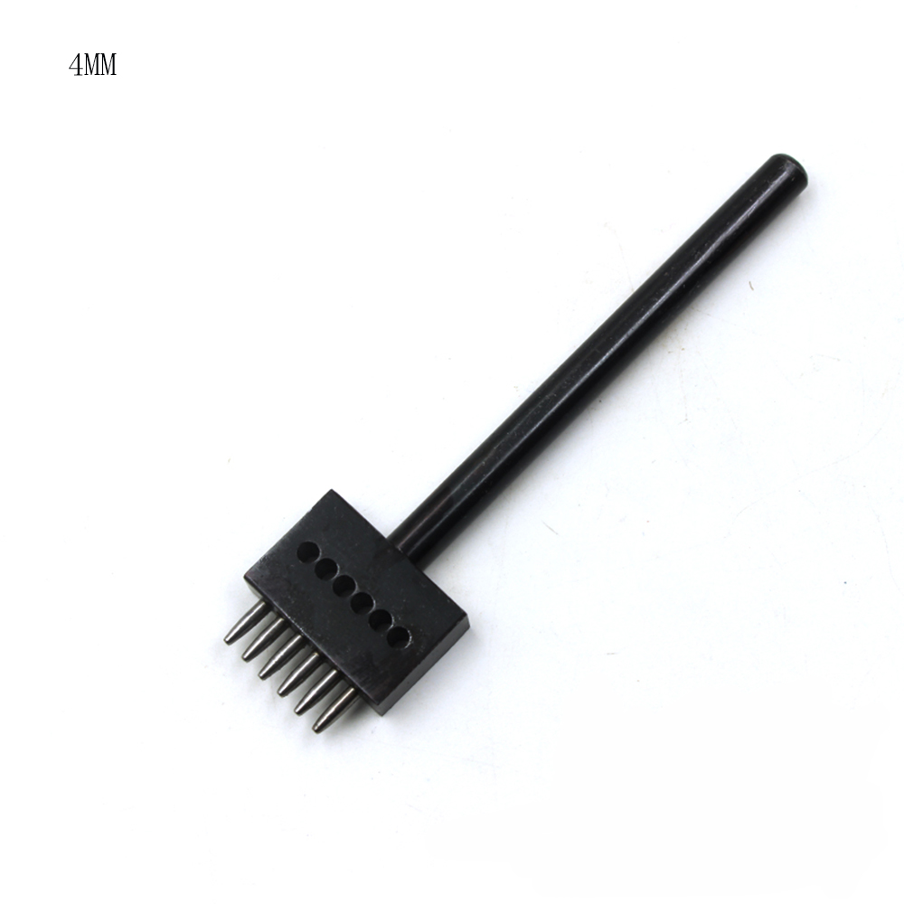 4 5 6 8mm Spacing leather hole punches DIY Hand Perforated Round Stitching Punch Tools Hole Cut Leather Punching Tool 2/4/6/Hole: 4mm 6 hole