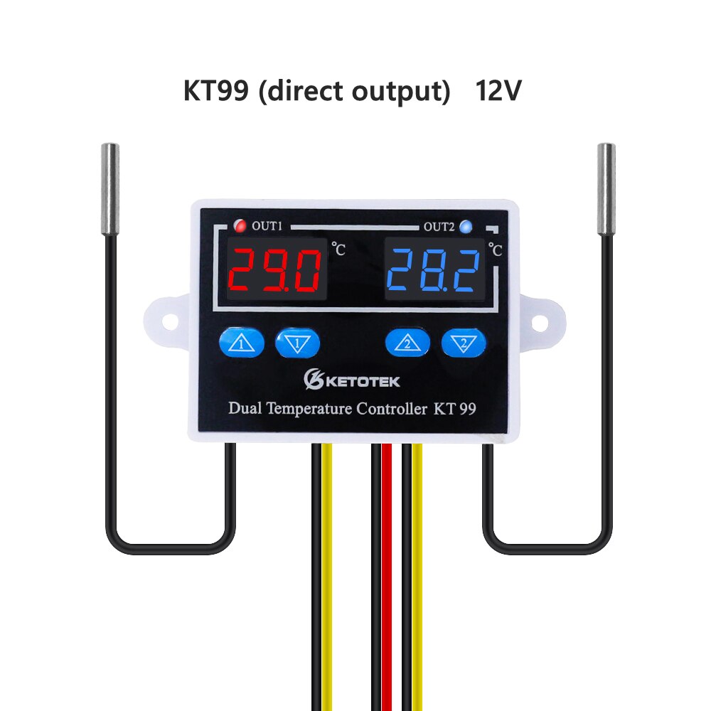Digital Thermostat for Incubator 12V 24V 110V 220V Temperature Controller Regulator Control Switch Thermoregulator 10A 220VAC: KT99 12V