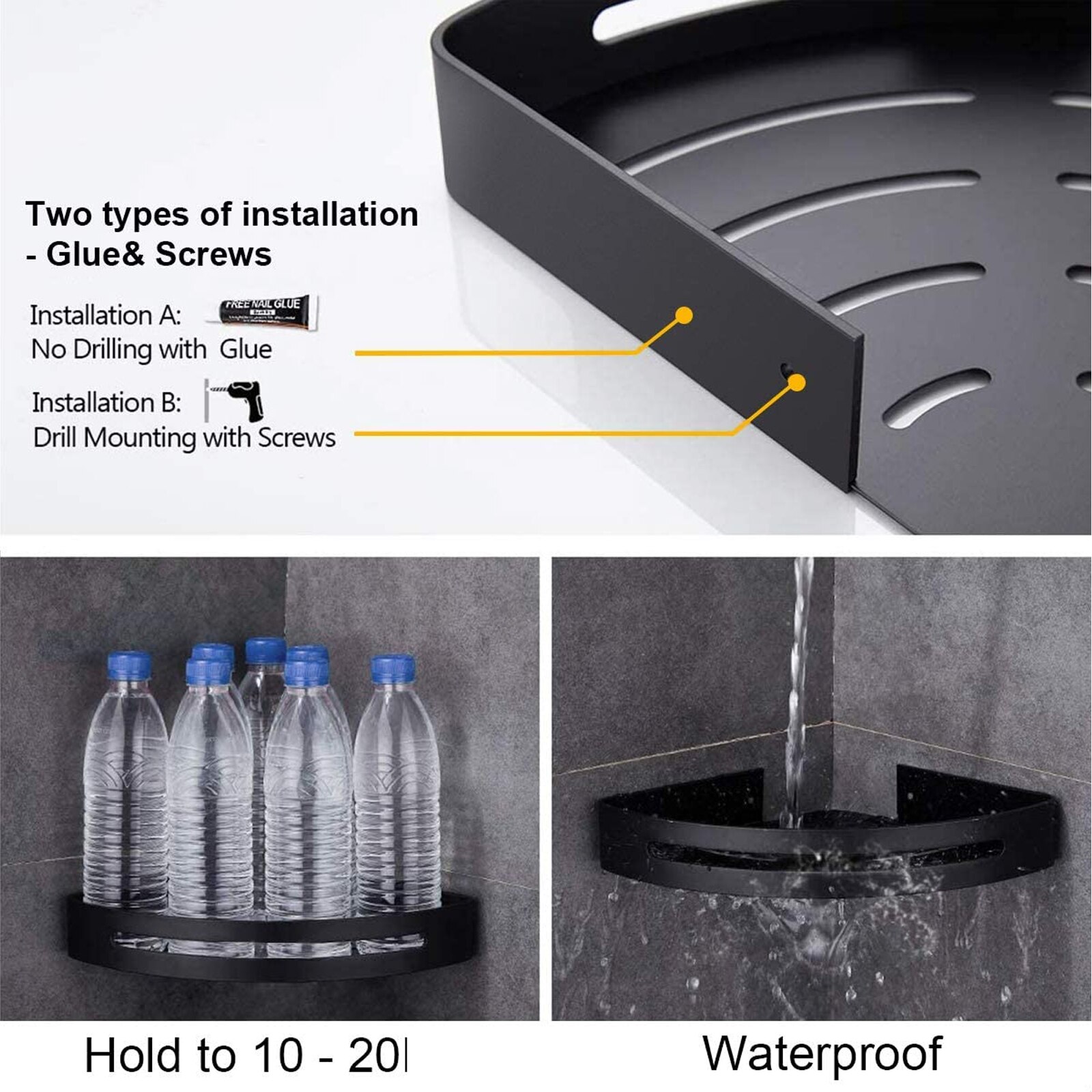 2pcs Stainless Steel Shower Corner Shelves Bathroom Wall Caddy Storage Rack