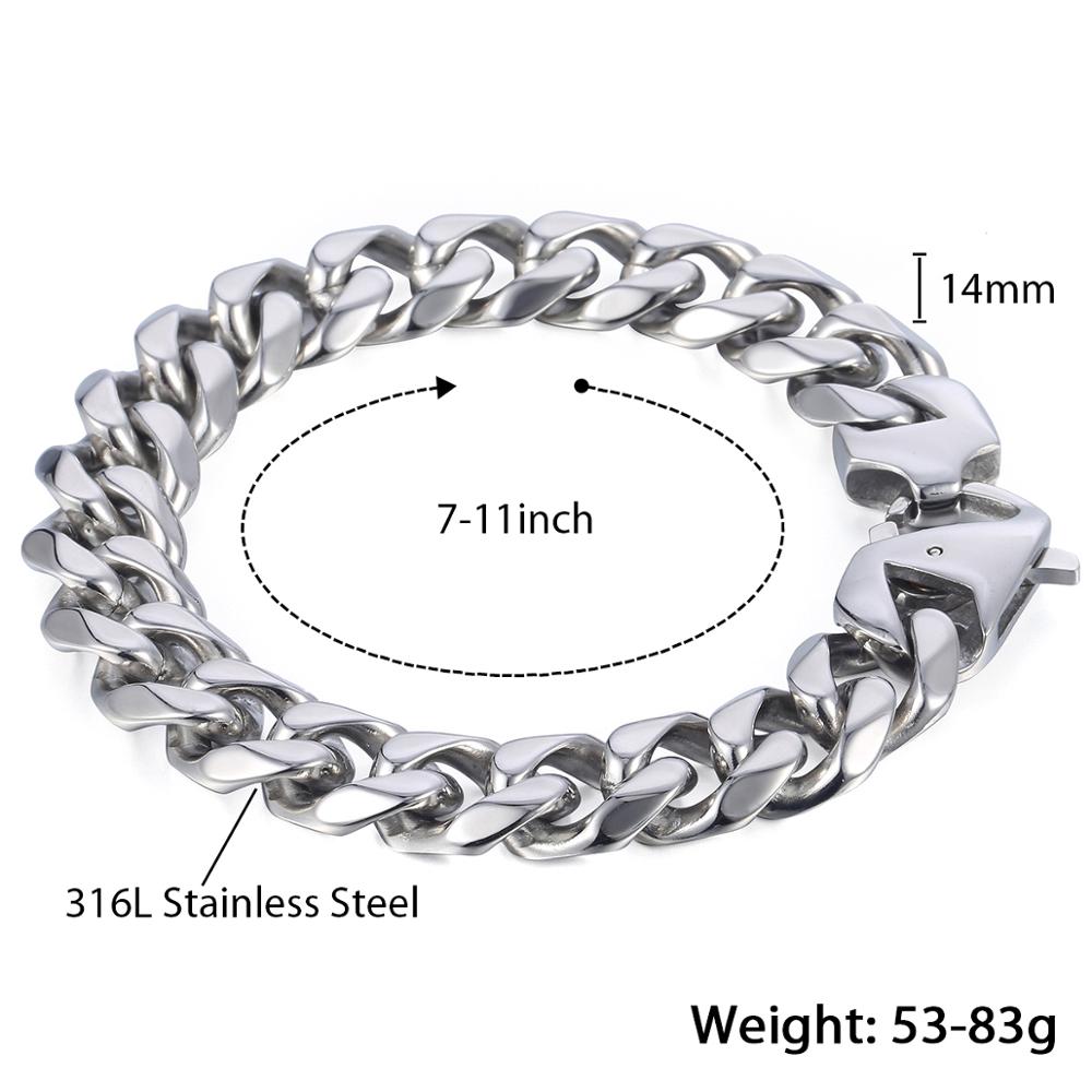 Matte Gepolijst 316L Rvs Armband Voor Mannen Boy Cut Curb Cubaanse Link Chain Mannelijke Hip Hop Sieraden 15Mm HBM109: Polished Silver / 20cm