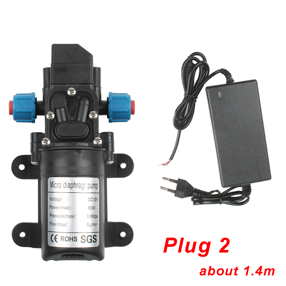 DC12V 60W Mikro Elektrische Membran Wasserpumpe Automatische Schalter Hochdruck Auto Waschen sprühen Wasser Pumpe 3-5L/min: Pumpe mit Adapter 2