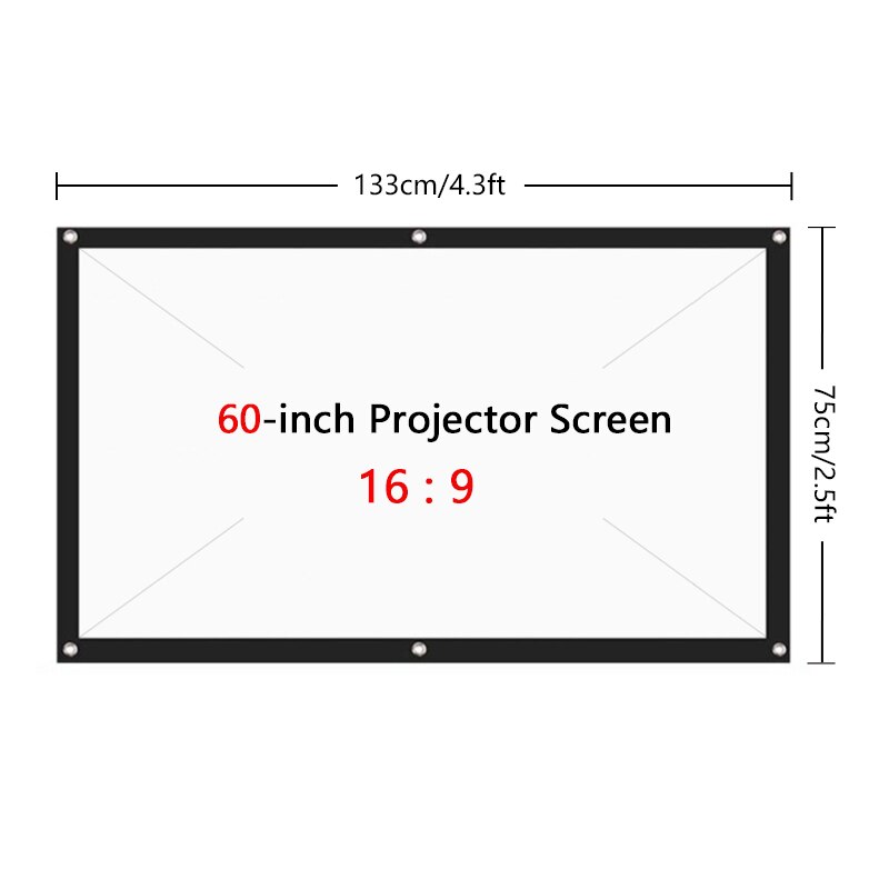 Foldable Projector Screen High Brightness 60/72/84/100 Inch HD Screen Canvas 16:9 Projector Home Theatre Beamer Movie