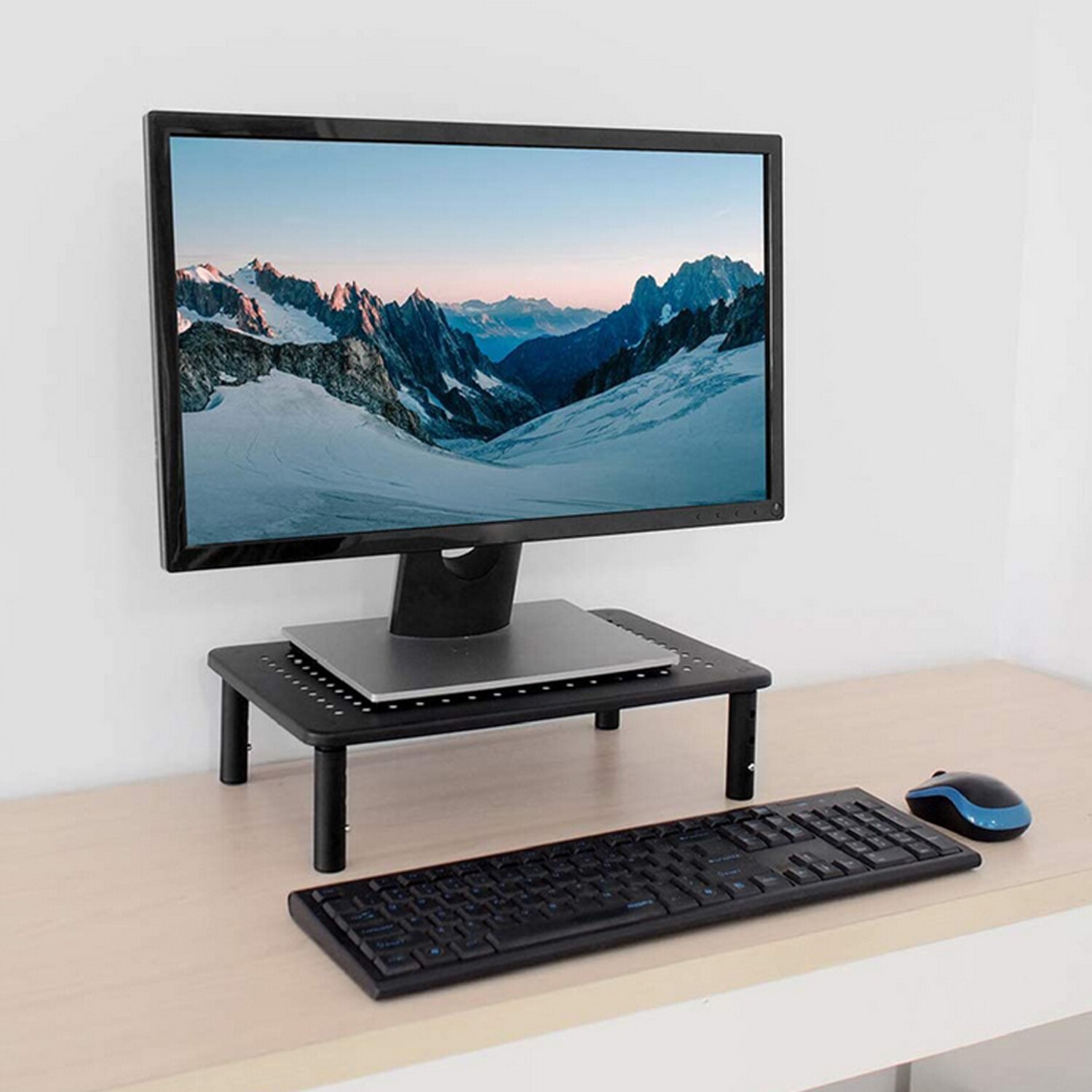 Besegad desktop monitor stand riser 3 højdejusterbar monitor stand holder med køle mesh platform til pc computer printer
