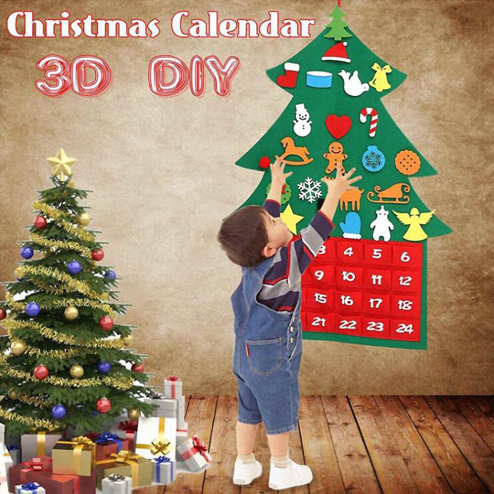 Árbol de Navidad de fieltro para niños, calendario de adviento con bolsillos, de Año , 3, novedad de 2022