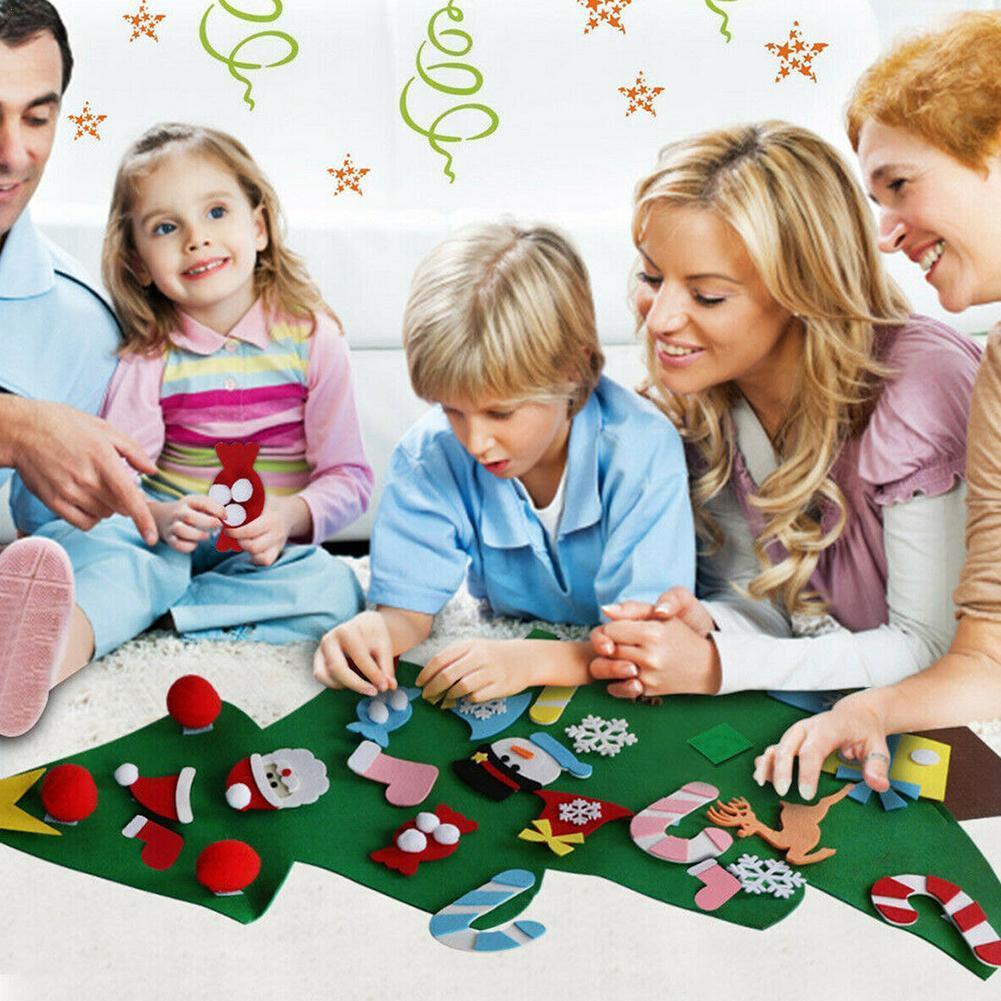 Kids DIY Felt Christmas Tree Christmas Decoration For Home Navidad Year Christmas Ornaments Santa Claus Xmas Tree
