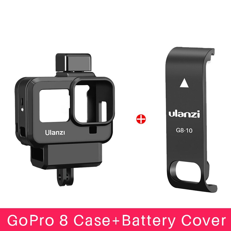 Ulanzi, G8-9, caja Vlog de plástico para Gopro 8, soporte para zapata fría, 52MM, anillo adaptador de filtro de batería, micrófono, adaptador para Gopro 8 Vlog: Color verde