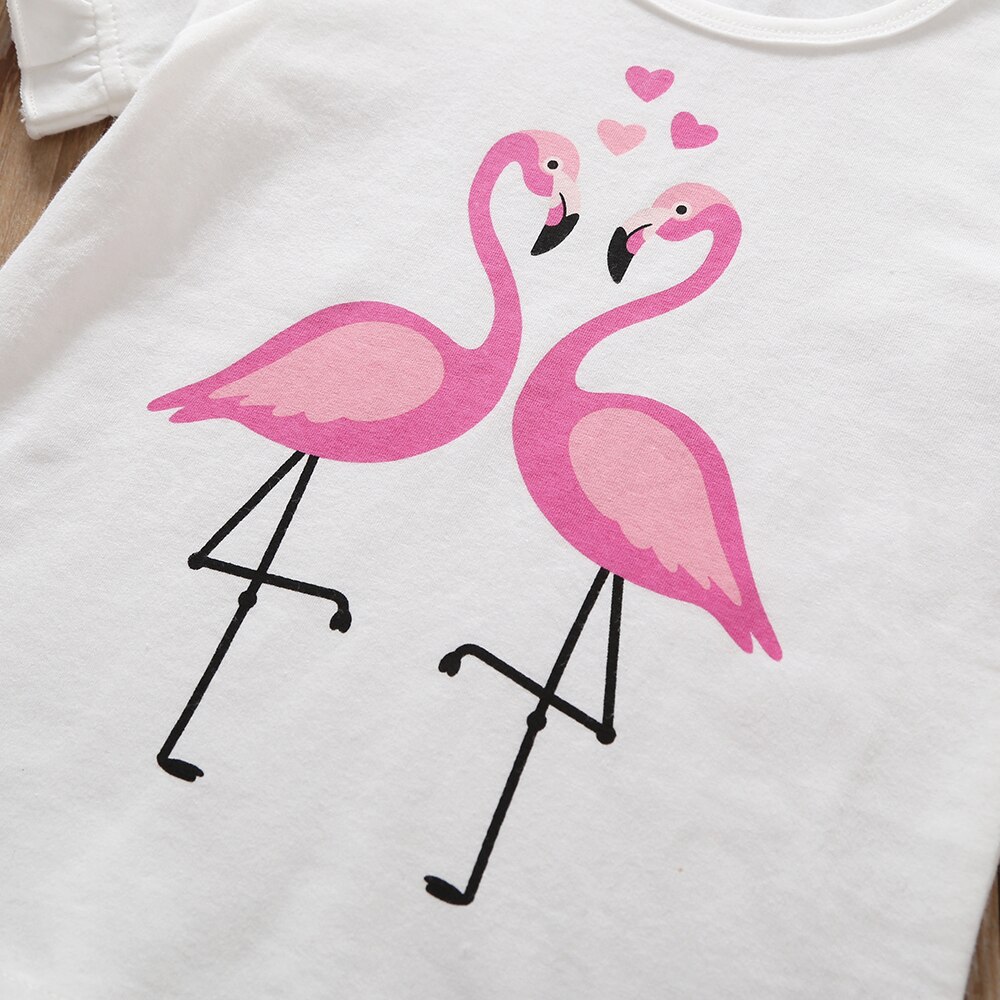 Småbørn baby piger tegneserie flamingo t-shirt baby piger flæseærmer basic t-shirts toppe
