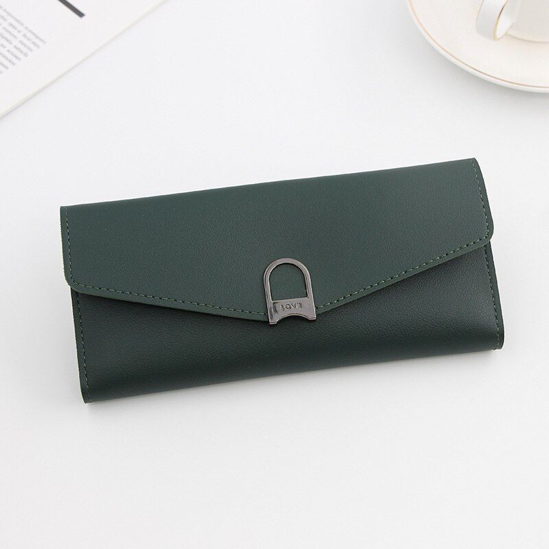 ladies purse long style student purse ladies purse ladies handbag multi-function multi-slot zero purse: green