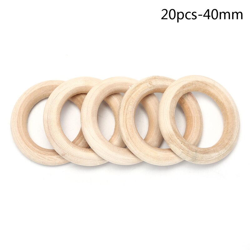 5-50pcs Natural Color 2-7cm Wooden Beads Pendant Connectors Circles Rings Beads Unfinished Natural Wood Wall Hanging Ornament: 40mm