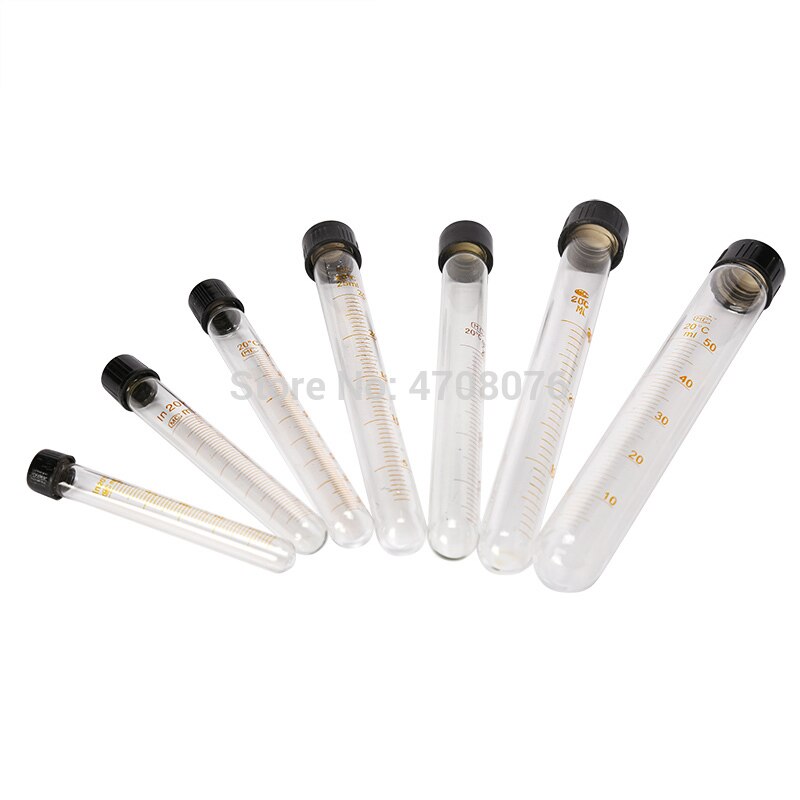 10pcs/pack 5-10-15ml Glass Test Tube Centrifuge Tube Round bottom with screw Cap Scale LineGraduated for School Laboratory