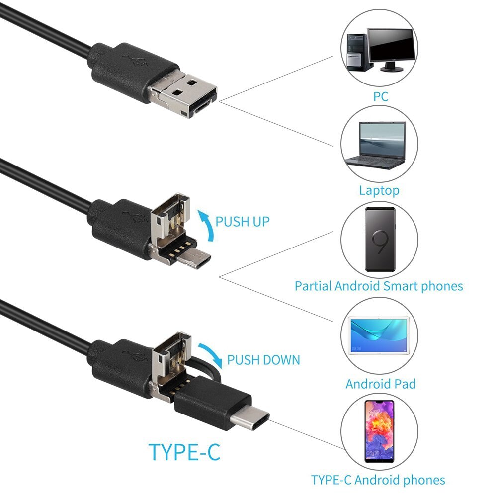 8.0Mm Endoscoop Camera 720P Hd Usb Endoscoop Met 8 Led 1/2M Kabel Waterdicht Inspectie borescope Voor Android Voor Pc