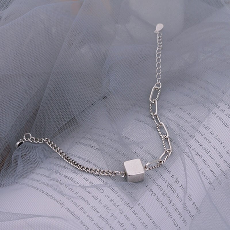 Foxanry Vintage Punk 925 Sterling Silver Chain Brcacelet for Women Simple Geometric Handmade Party Jewelry Gitfs