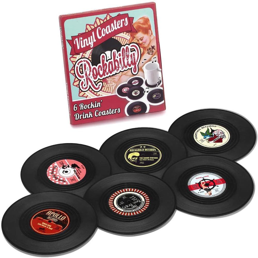 6 Pcs Retro Onderzetters Vinyl Cd Fun Drinken Koffie Onderzetters Speler Houder Desktop Bescherming Hittebestendige Anti-Slip Mat home Decor onderzetters onderzetter coaster coasters marmer onderzetter bekerhouder kers: 6pcs A