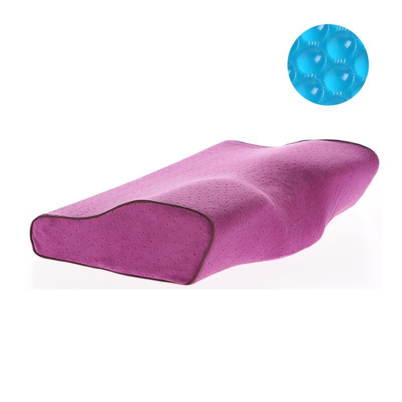 Orthopedic Memory Foam Gel Pillow Butterfly Shape Anti-snore Sleep Pillow Comfortable Health Care Neck Pillow Home Bedding: Purple