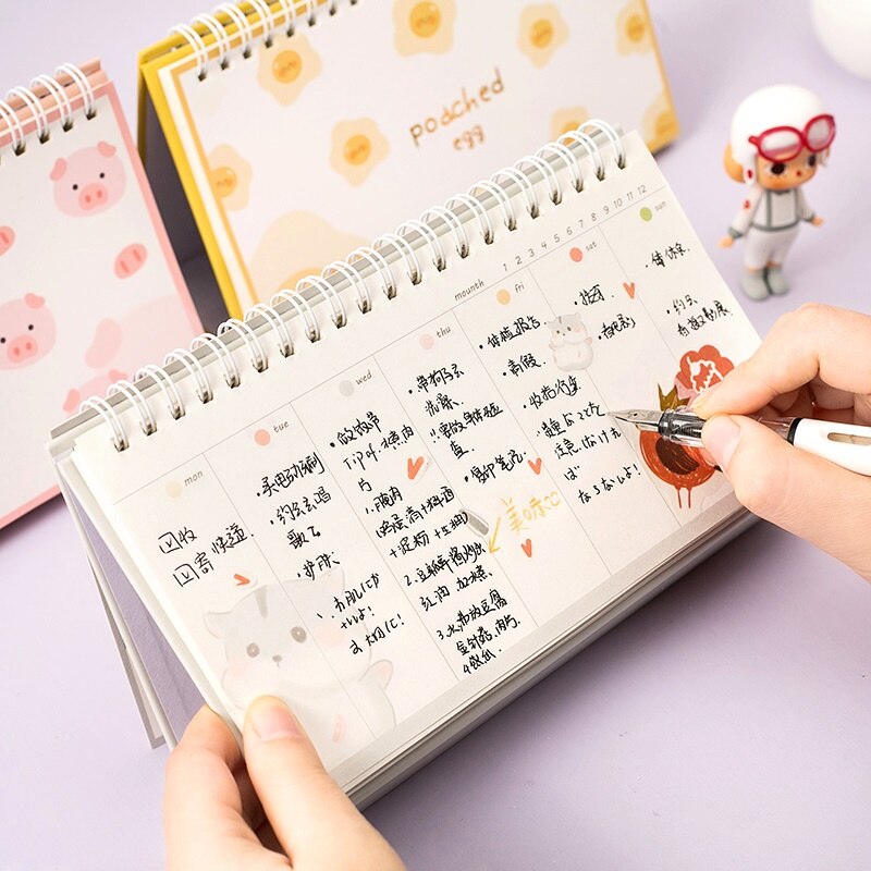 Leuke Student Bureau Cartoon Tijd Organizer Pad Briefpapier Maandelijkse Wekelijkse Dagelijkse Planner Lijst Memo Pad Note Pad Spoel Notebook