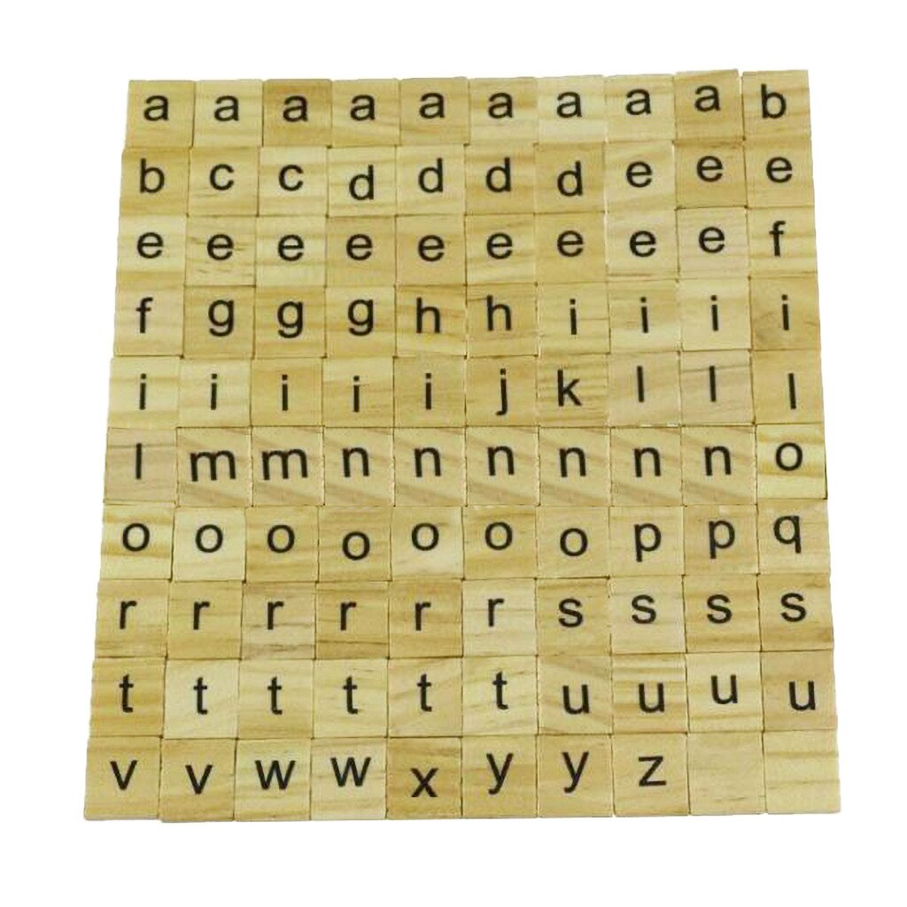 100pcs Wooden Tiles Black Lower Case Letters Numbers For Crafts Wood Alphabets For Kids Toys Juguetes Игрушки Для Детей
