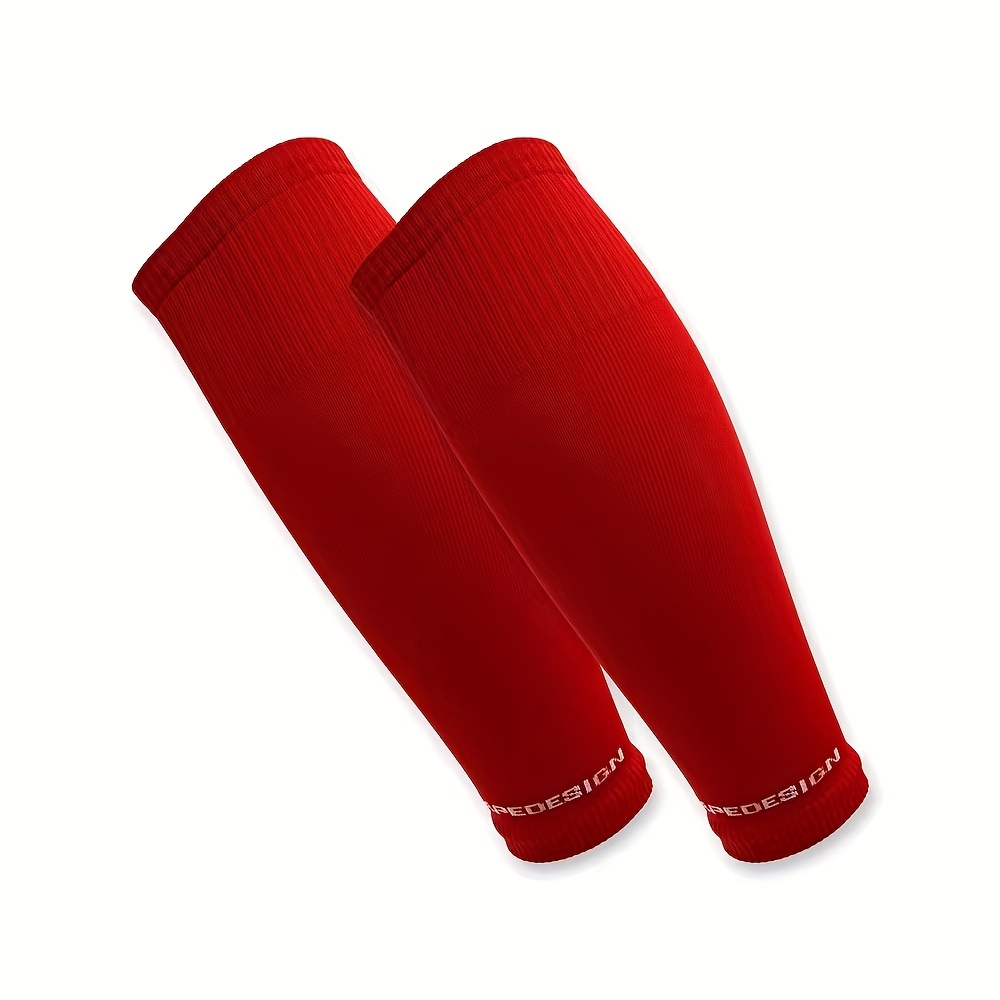 Cubierta de calcetines de fútbol de compresión, calentadores de piernas de compresión, calcetines de pantorrilla con absorción de sudor: Rojo