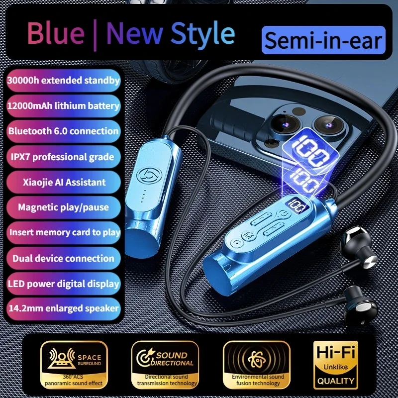 Drahtlose Kopfhörer Nacken büGel Kopfhörer Spielen LED-Anzeige Stereo Sport Headset Halfter wasserdichte magnetische Ohrhörer: Grün