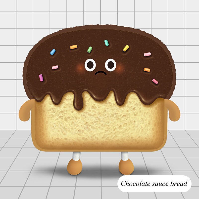 Nette Toast Brot Plüsch Kissen Plüsch Spielzeug Schwarz Brot Ananas Brötchen Schokolade Soße Erdbeere Marmelade Toast Brot Weiche Angefüllte Spielzeug: S / E-Schokolade Soße