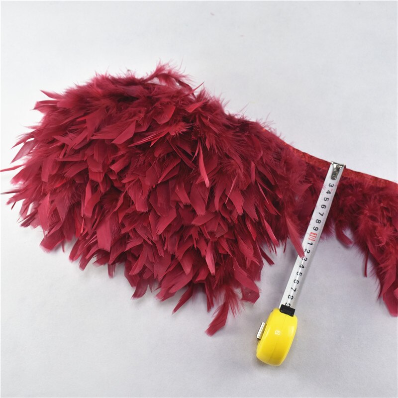 10Meter Mintgroen Mooie Turkije Veren Lint Fringe 4-6Inch Marabou Veren Trimmen Rok Jurk Versieringen party: Wine Red