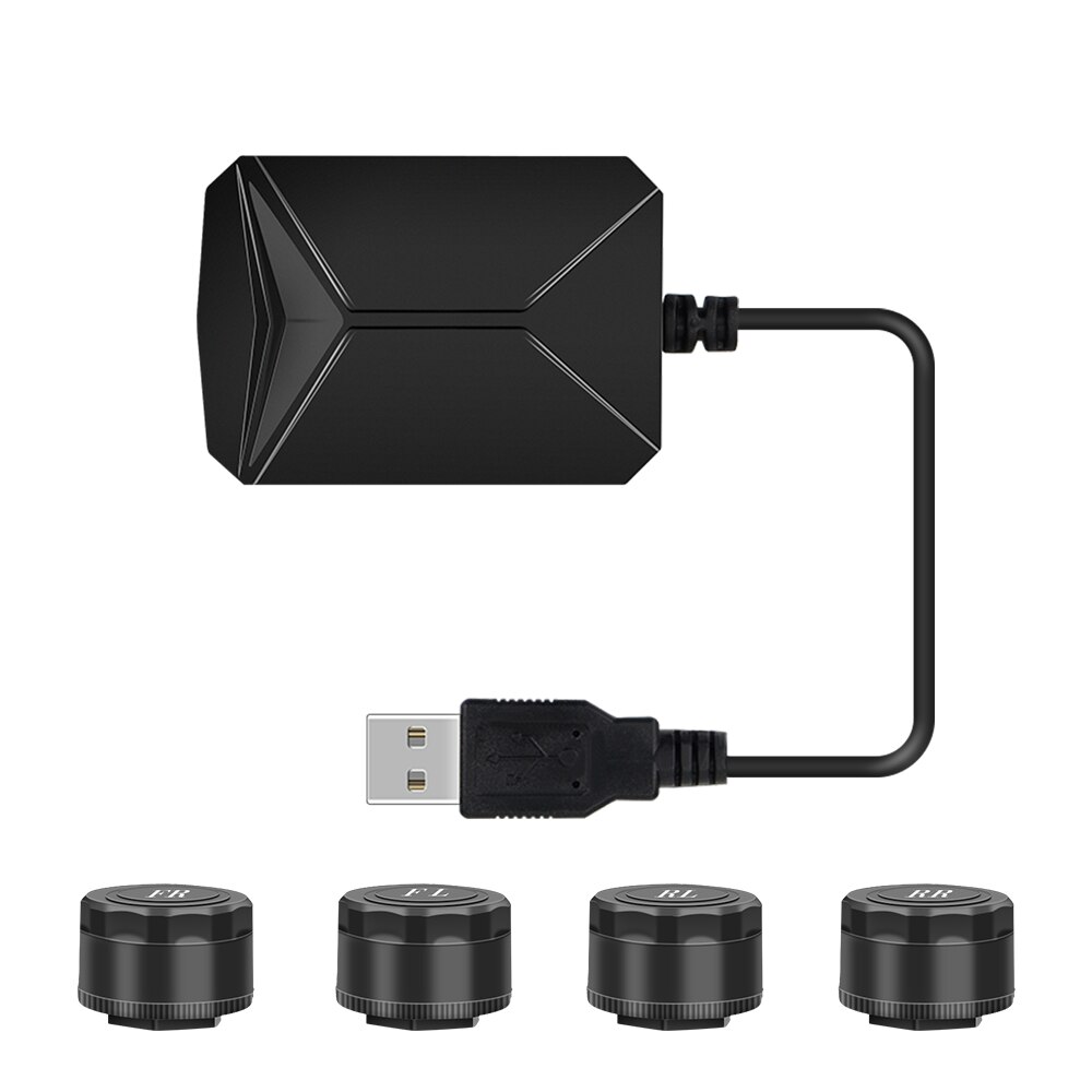 USB TPMS voor Android Auto Bandenspanningscontrolesysteem Navigatie Met 4 Interne Externe Sensor Bandenspanning Alarm