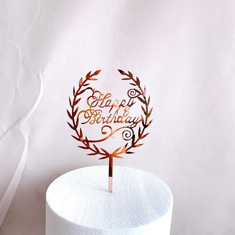 1 Piece Acrylic Cake Topper Rose Gold Cake Topper Happy Birthday Party Year Decoration Family Party Supplies Cake Topper: 4