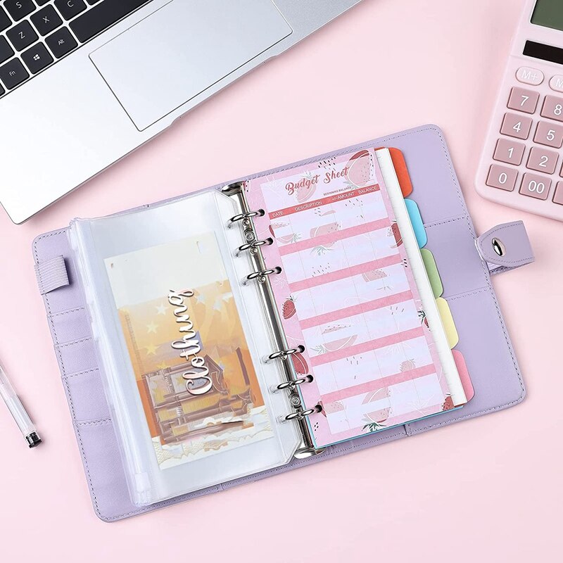 6 Holes Loose-Leaf Notebook, A6 Binder Budget Notebook Ring Binder Binder for Schools, Offices, Travel and Families