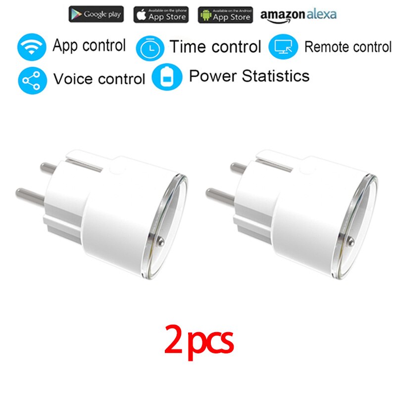 16A/10A Wifi Smart Plug EU Adapter Wireless Remote Voice Control Power Energy Monitor Outlet Timer Socket For Alexa Google Home: 2pcs 10A 2300w