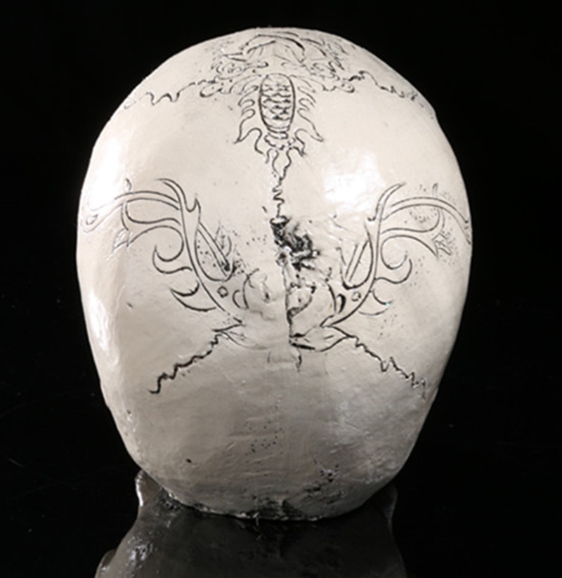Figuras de cabeza de calavera de resina con ojos LED, escultura de calavera de demonio, decoración del hogar, artesanía, de Halloween