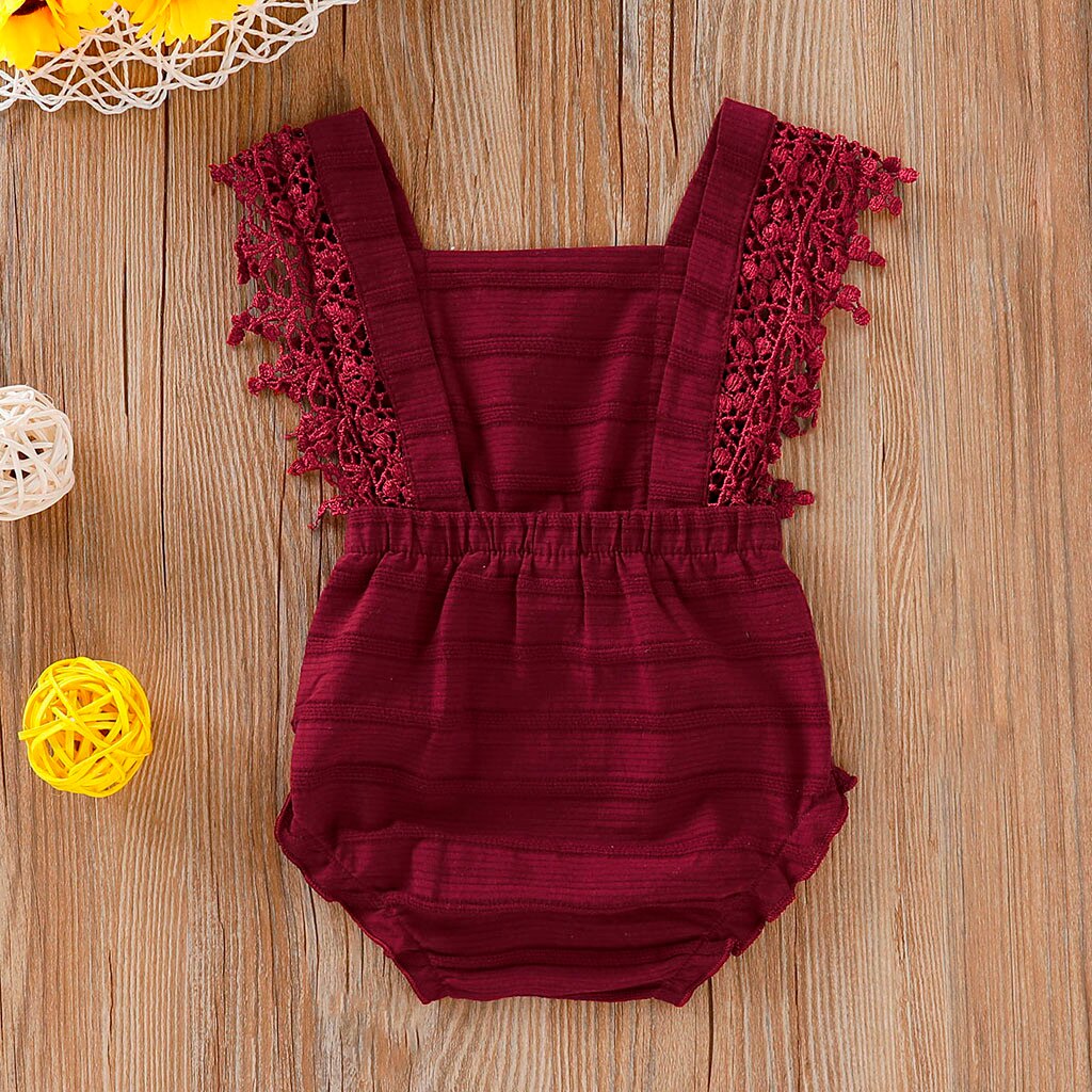 0-18Months Baby Girl Rompers clothing Boy Solid Lace Bow Jumpsuit for Newborn infant romper summer Clothes Outfits