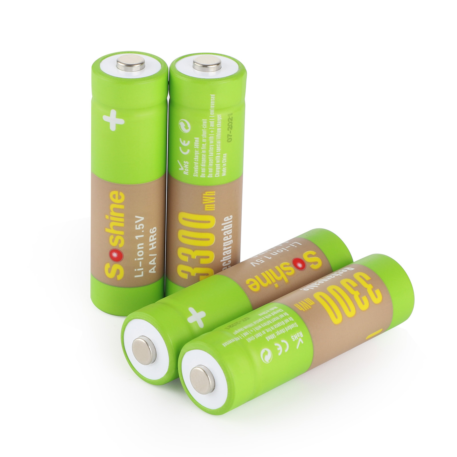 Piles AA rechargeables au lithium pour lampe de poche, jouets et montre, remplacement du lecteur MP3, 24.com, 1.5V, 3300mWh Pipeline, Green AA