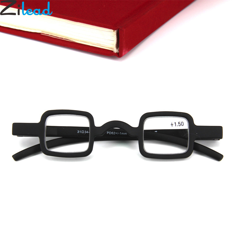 Zilead mini óculos de leitura unissex, quadrados, transparentes, para prebiopia, para hipermetropia