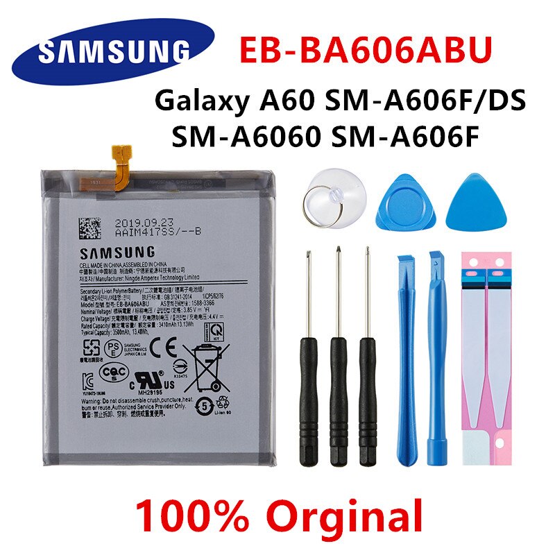 SAMSUNG original Battery For Samsung Galaxy S10 S20 S20+ S20 Ultra A90 A80 A71 A60 A51 A31 A20e A10e Note 10/10+ M30s A20S M11: EB-BA606ABU A60