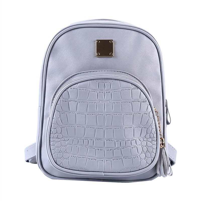 Crocodilo padrão mochila feminina cor sólida casual sacos de escola alta qualidade requintado bonito senhora menina mochila: Grey
