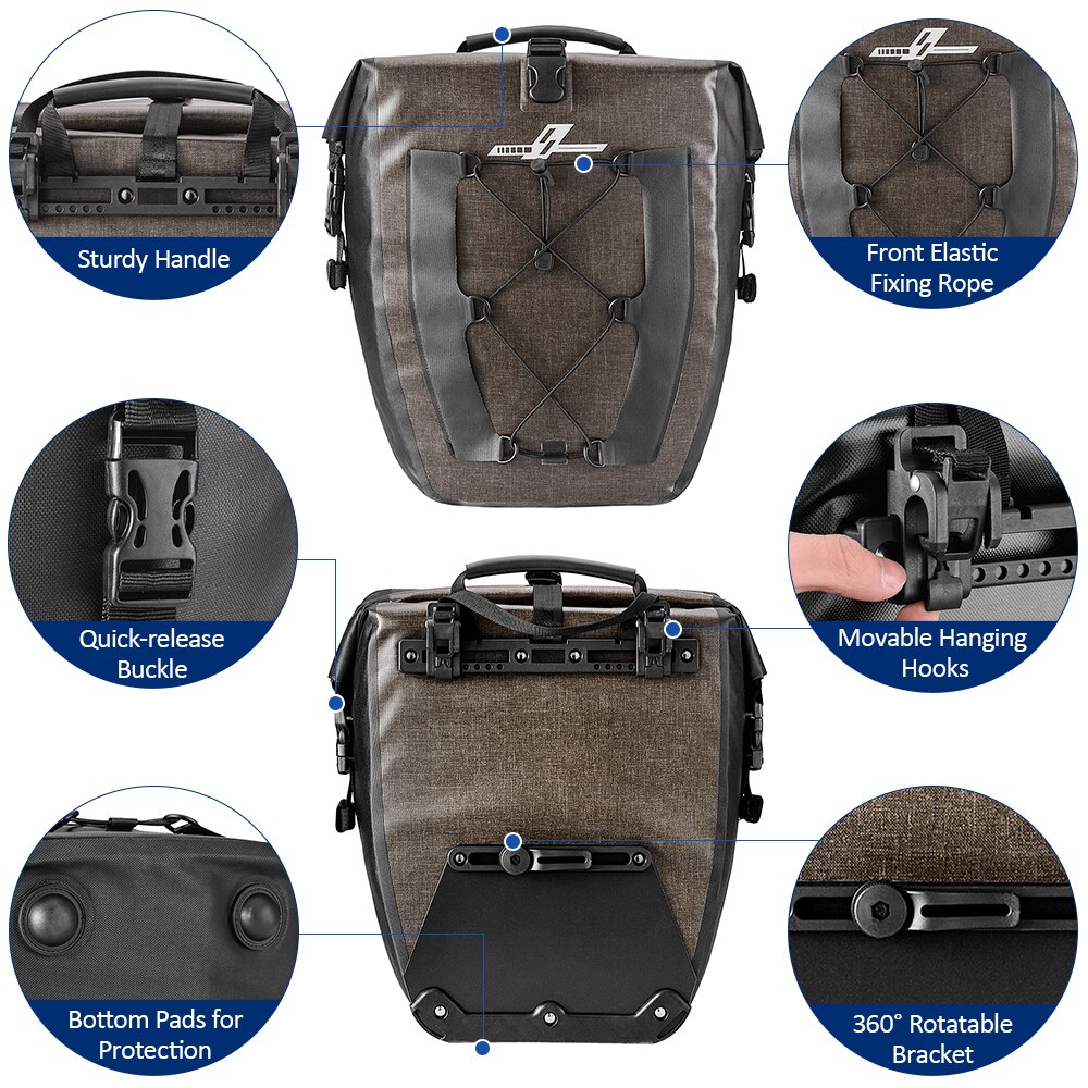 Waterdichte 27L Bike Rear Seat Rack Zak Fiets Fietstas Fietsen Touring Kruidenier Kofferbak Tas Water-Resistent Bagage Fietstas