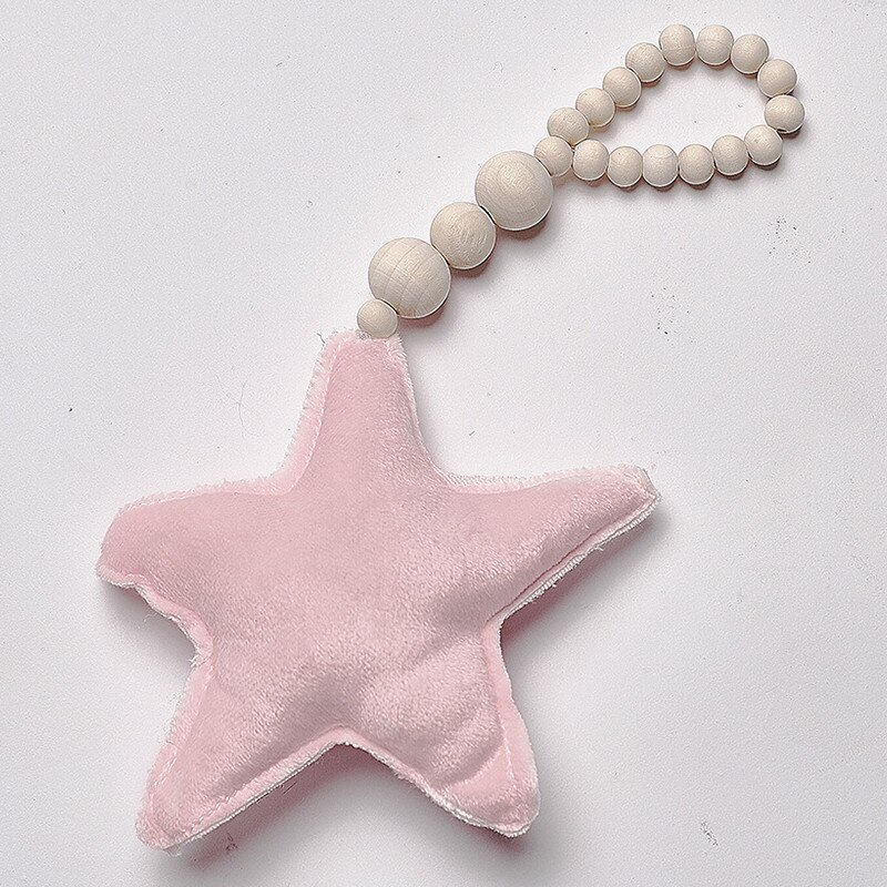 Babyrom dekor babyseng støtfanger dekorasjon stjerner håndlaget macaron farget pels ball låve telt rom dekor tilbehør veggheng: Rosa stjerne