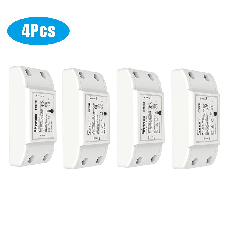 SONOFF Basic R2 DIY WiFi Switch Smart Home Timing Remote Control Sonoff Interruptor Work With Alexa Google Home Alice eWelink: 4Pcs