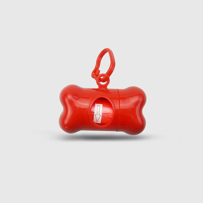 Pet Pooper scooper Bag Set Garbage Carrier Holder Pet Dog Bone Shape Trash Dispenser Storage Box for dogs cats: Red